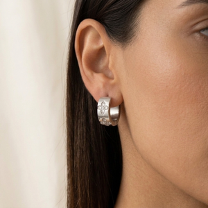 Diamond Clover Hoops Silver I Safana Jewellery I Waterproof Jewellery