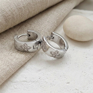 Diamond Clover Hoops Silver I Safana Jewellery I Waterproof Jewellery