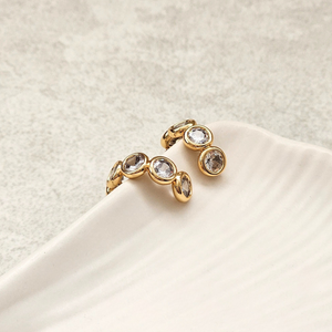 Diamond Bezel Hoops Gold | Waterproof Jewellery
