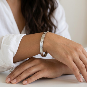 Diamond Clover Bangle Silver I Waterproof Stacking Bangles I Safana Jewellery