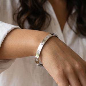 Diamond Clover Bangle Silver I Waterproof Stacking Bangles I Safana Jewellery