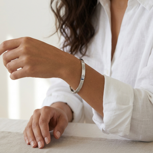 Diamond Clover Bangle Silver I Waterproof Stacking Bangles I Safana Jewellery