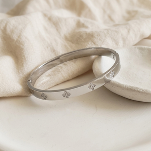 Diamond Clover Bangle Silver I Waterproof Stacking Bangles I Safana Jewellery