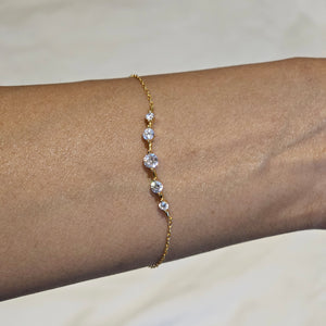 Diamond Station Bracelet, layering gold bracelet