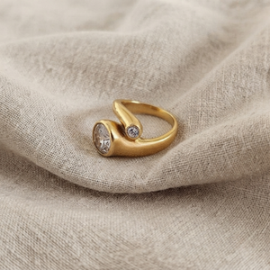 Double Bezel Bypass Ring I Gold Waterproof Layering Jewellery