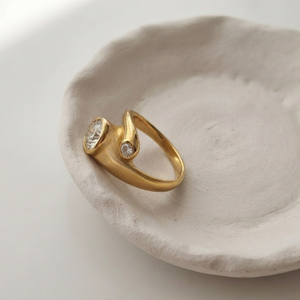 Double Bezel Bypass Ring I Gold Waterproof Layering Jewellery