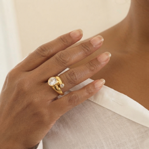 Double Bezel Bypass Ring I Gold Waterproof Layering Jewellery