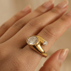 Double Bezel Bypass Ring I Gold Waterproof Layering Jewellery