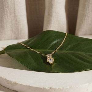 Double Stone Drop Pendant Necklace I Layering Jewellery I Waterproof Jewellery