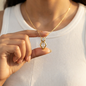 Double Stone Drop Pendant Necklace I Layering Jewellery I Waterproof Jewellery