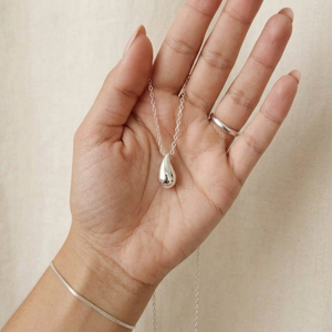 Teardrop Necklace I Layering Silver Necklaces I Water Drop Necklace