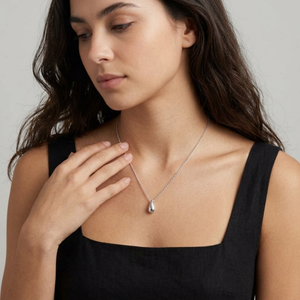 Teardrop Necklace I Layering Silver Necklaces I Water Drop Necklace