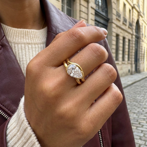 East West Pear Ring I Bypass Ring I Gold Layering Jewellery I Waterproof