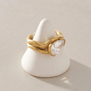 East West Pear Ring I Bypass Ring I Gold Layering Jewellery I Waterproof