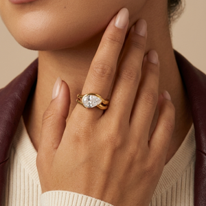 East West Pear Ring I Bypass Ring I Gold Layering Jewellery I Waterproof