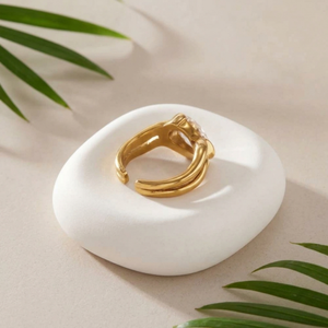 East West Pear Ring I Bypass Ring I Gold Layering Jewellery I Waterproof