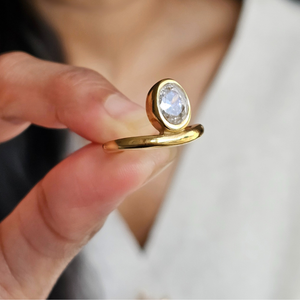 Floating Oval Diamond Ring | Non Tarnish Jewellery