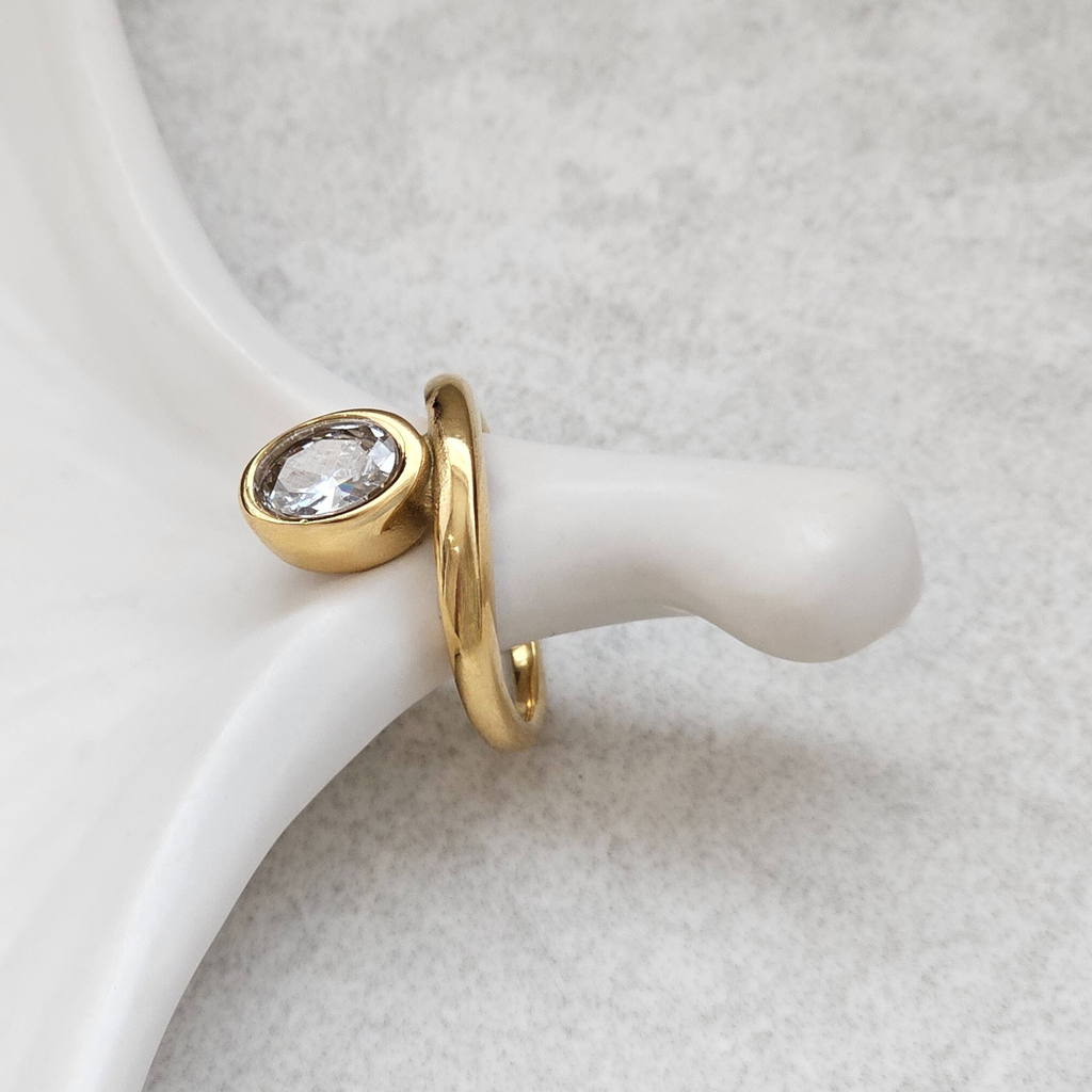 Floating Oval Diamond Ring | Non Tarnish Jewellery