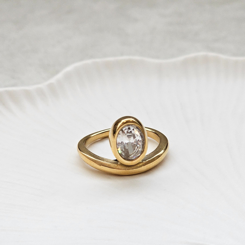 Floating Oval Diamond Ring | Non Tarnish Jewellery