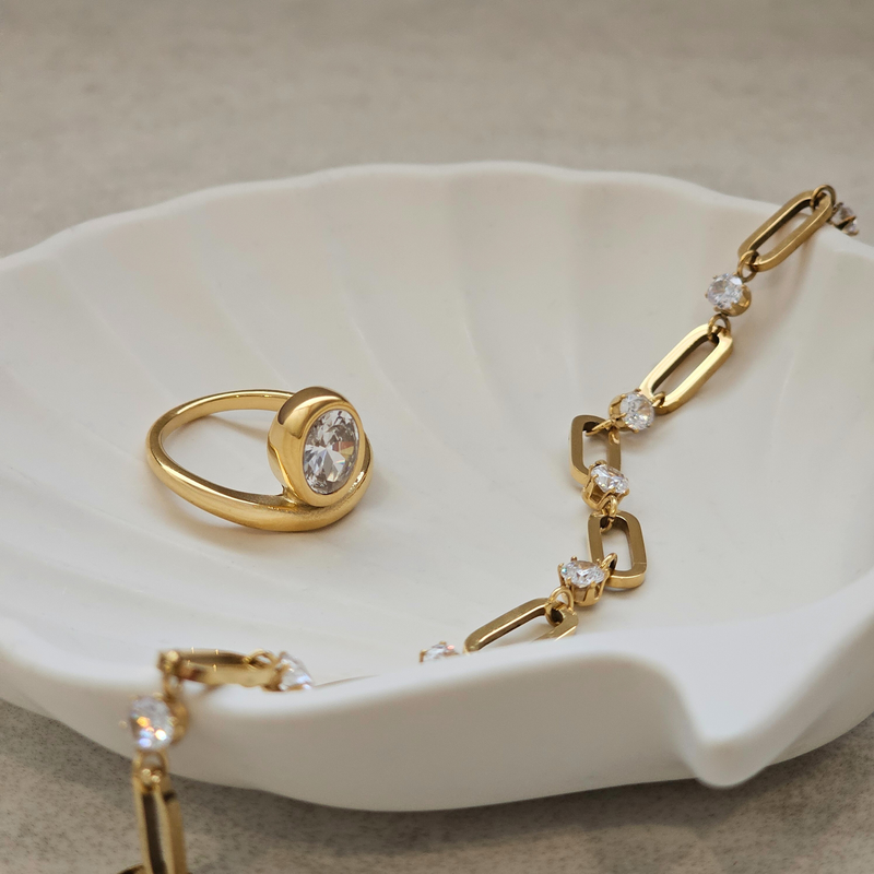 Floating Oval Diamond Ring | Non Tarnish Jewellery