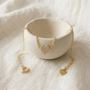 Heart Bracelet Gold I Dainty Stacking Bracelet I Safana Jewellery