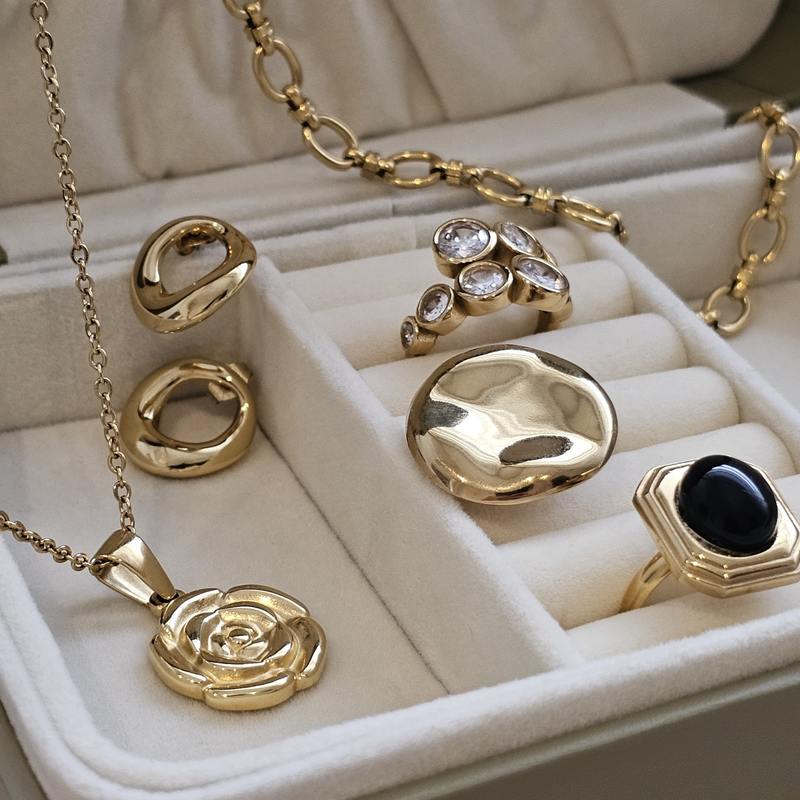 Geometric Round Ring Gold | Waterproof Non Tarnish Jewellery