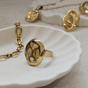 Geometric Round Ring Gold | Waterproof Non Tarnish Jewellery