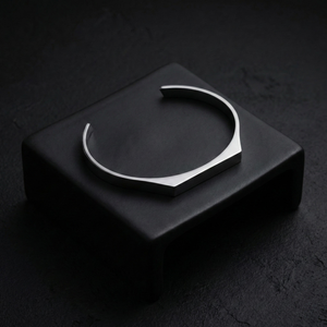 Mens Geometric Silver Bangle | Mens Jewellery