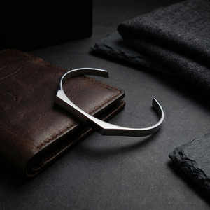 Mens Geometric Silver Bangle | Mens Jewellery