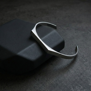 Mens Geometric Silver Bangle | Mens Jewellery