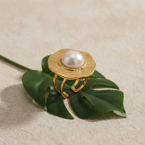 Halo Pearl Ring | Waterproof Jewellery Summer | Gold Stacking Pearl Ring