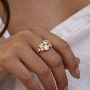 Hammered Cluster Diamond Ring I Multi Stone Ring I Layering Jewellery