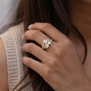 Hammered Cluster Diamond Ring I Layering Jewellery