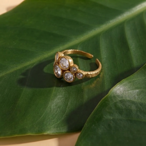 Hammered Cluster Diamond Ring I Layering Jewellery