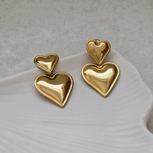 Double Heart Drop Earrings | Non Tarnish Drop Earrings | Summer Jewellery