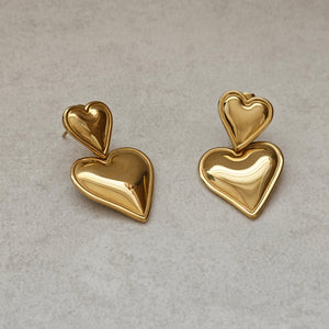 Double Heart Drop Earrings