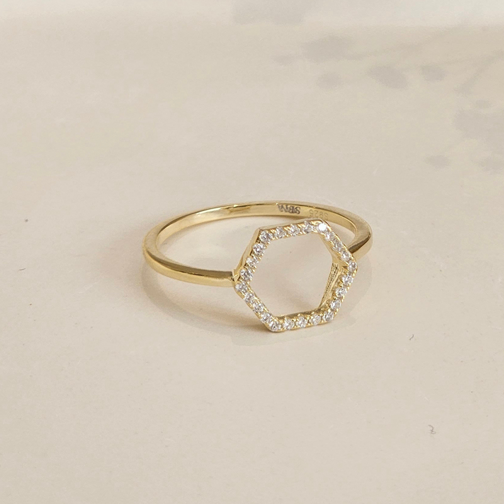 Hexagon Ring Gold