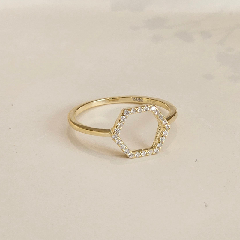 Hexagon Ring Gold