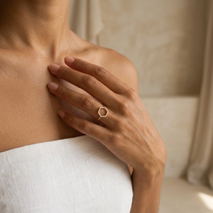 Hexagon Ring Gold I Geometric Ring Gold Women I Safana Jewellery