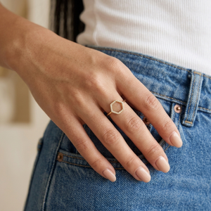 Hexagon Ring Gold I Geometric Ring Gold Women I Safana Jewellery