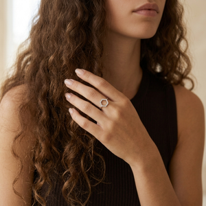 Hexagon Ring Silver I Geometric Ring Silver Women I Safana Jewellery