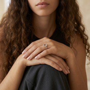 Hexagon Ring Silver I Geometric Ring Silver Women I Safana Jewellery