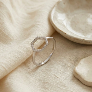  Hexagon Ring Silver I Geometric Ring Silver Women I Safana Jewellery