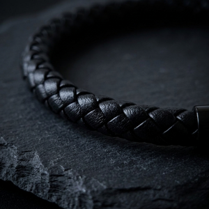 Men's Leather Clasp Bracelet Black | Men's Jewellery