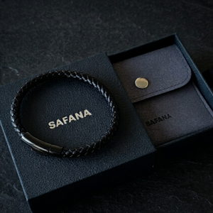 Men's Leather Clasp Bracelet Black | Men's Jewellery