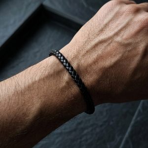 Men's Leather Clasp Bracelet Black | Men's Jewellery