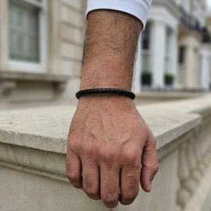 Men's Leather Clasp Bracelet Black | Men's Jewellery