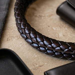 Leather Clasp Bracelet Brown