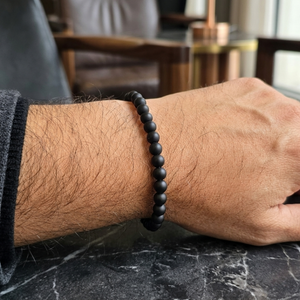 Men's Magnetic Clasp Onyx Bead Bracelet | Men's Jewellery