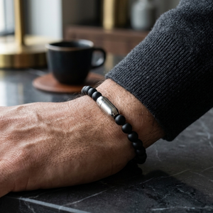 Men's Magnetic Clasp Onyx Bead Bracelet | Men's Jewellery